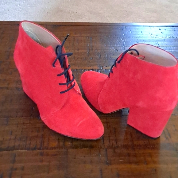 Kate Spade Red Suede Leather Bootie Size 8.5M - Picture 1 of 5